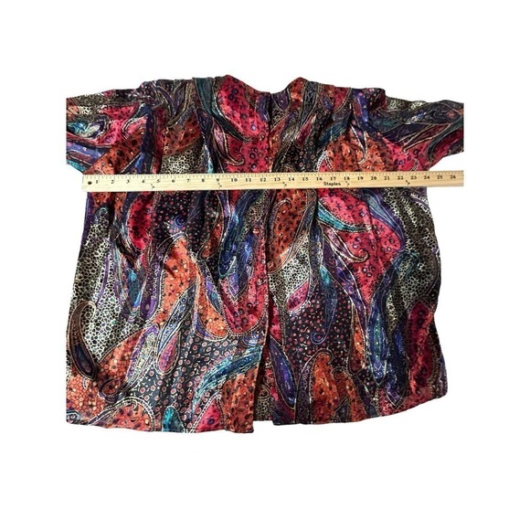 Tess 80s VTG Paisley Blouse Back Button Up Detailed Shoulders Size 10 - Picture 7 of 16